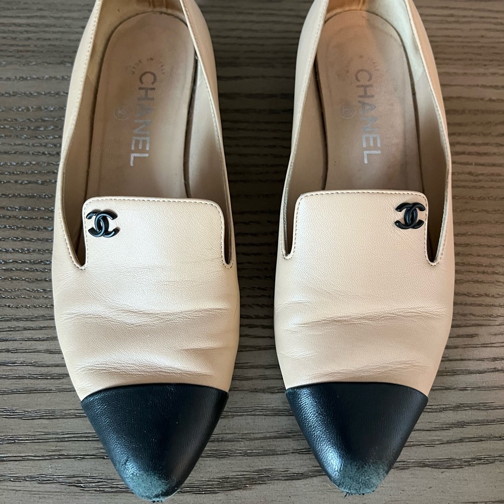 Chanel CC lamb skin Cap Toe Ballerina Flats